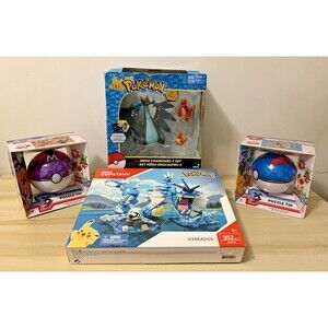 Pokemon Mega Charizard X Exclusive Figure 3-Pack Set, Puzzle Tins, Mega Construx